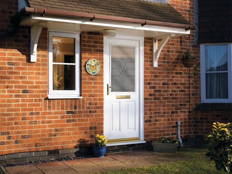 front door with decorative glazing