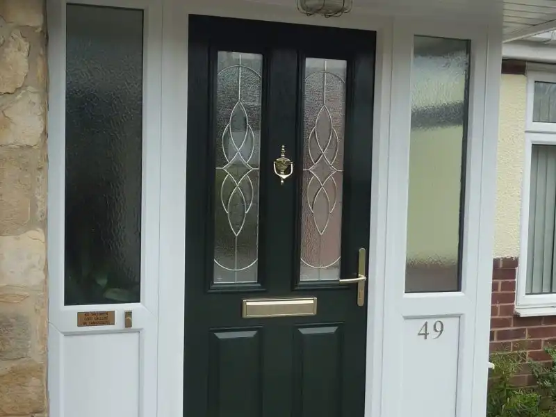 front door with decorative glazing